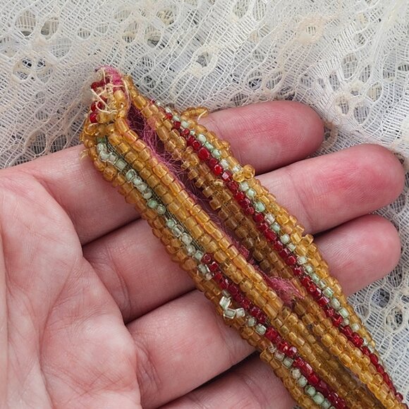 Antique Victorian Era to Art Deco glass beaded silk wrist clutch AS IS - Picture 10 of 15